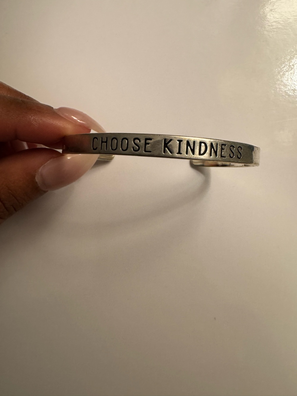 Choose Kindness Silver Inspirational Cuff Bracelet